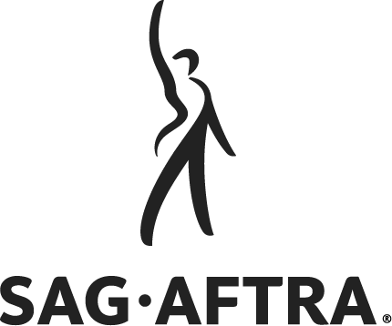 SAG-AFTRA logo featuring a stylized human figure raising one arm, with the organization name below.