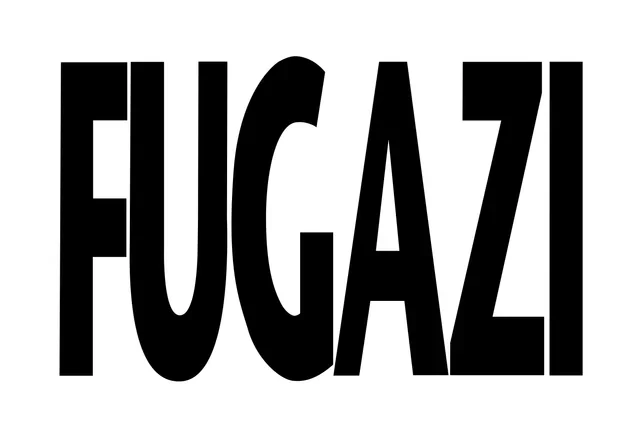 Bold black text spelling 'FUGAZI' on a white background.