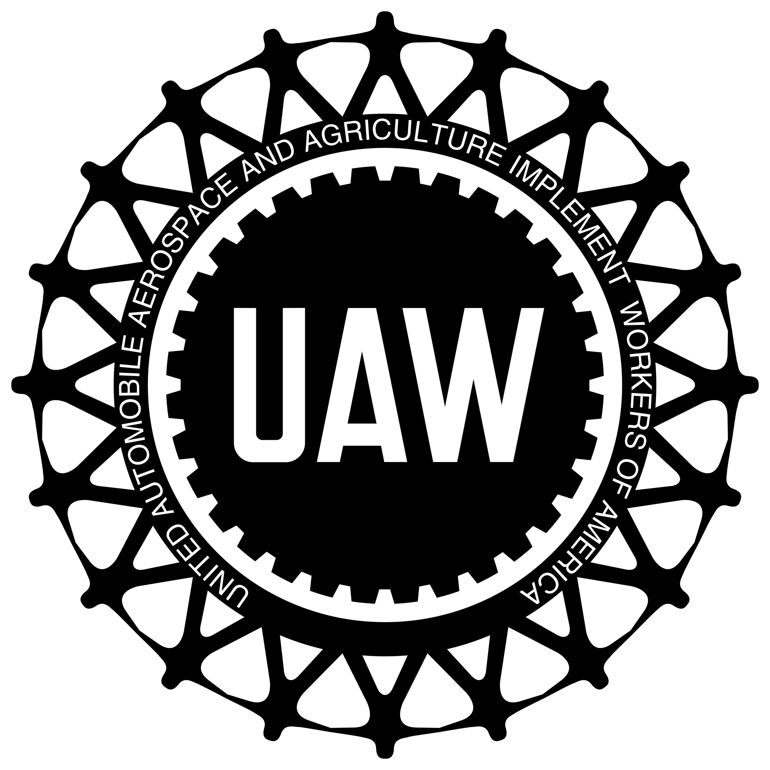 Black and white graphic with a circular gear and starburst pattern, includes text related to space and agriculture summit.