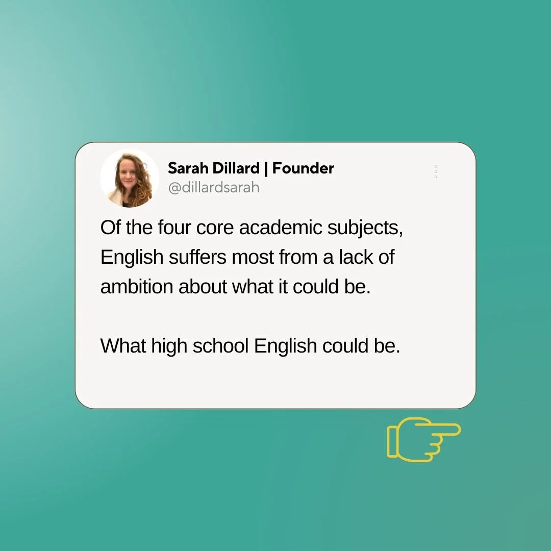 How would you design high school English education if it were up to you? What would you do to make it a place of marvels &amp; ambition?⁠
⁠
Comment 👇️⁠
⁠
⁠
⁠
⁠
#kaleidoscopeeducation #englisheducation #englishteachersofig #reader #bookish #storytell
