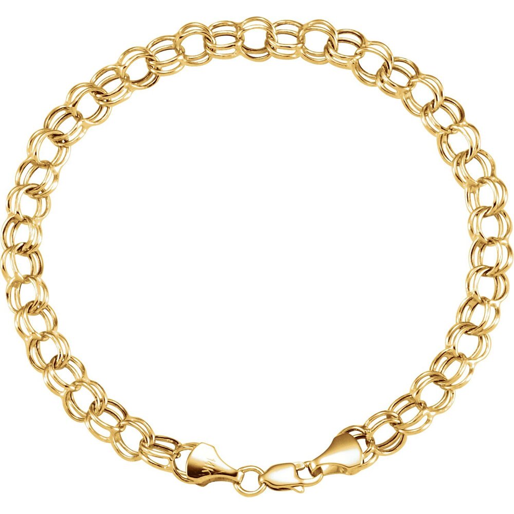 14K Yellow Gold 7.9mm Double Link Charm Bracelet — Lauren Peck Fine Jewelry
