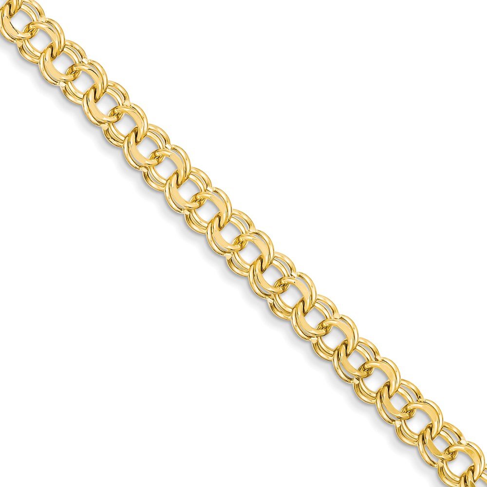 14k Gold 6.5mm Solid Double Link Charm Bracelet — Lauren Peck Fine Jewelry
