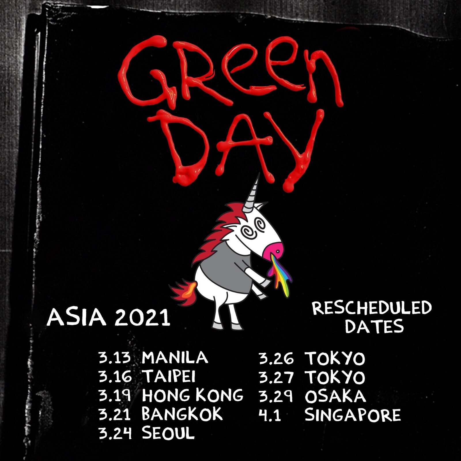 Green Day Tour 2021 Rescheduled Asia Dates Green Day