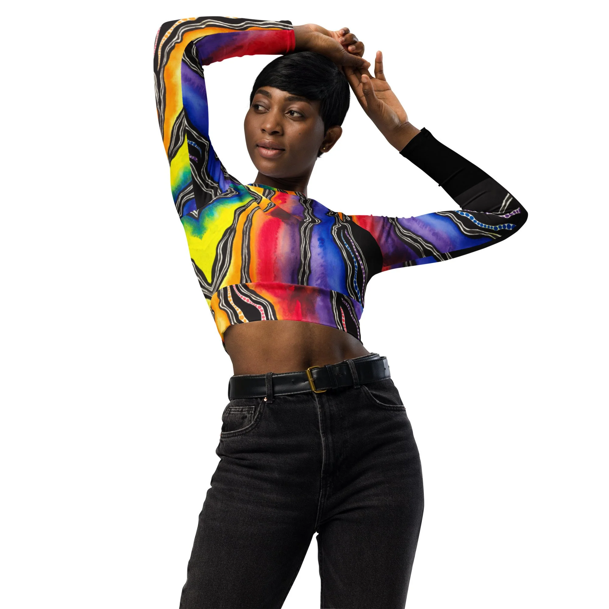 Rainbow Long Sleeve Crop Top — Amber Bambler Creative