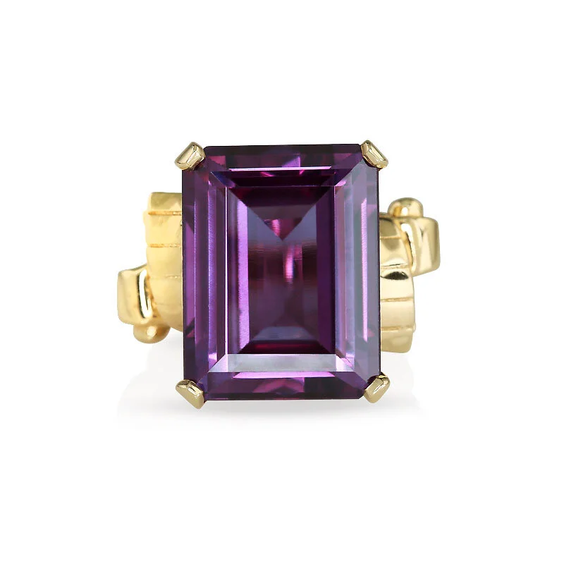 Retro Amethyst Scroll Ring