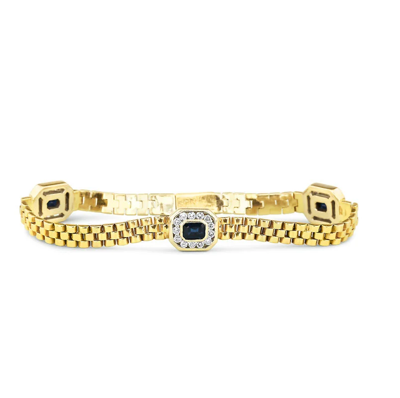 18k Yellow Gold Diamond & Sapphire Bracelet
