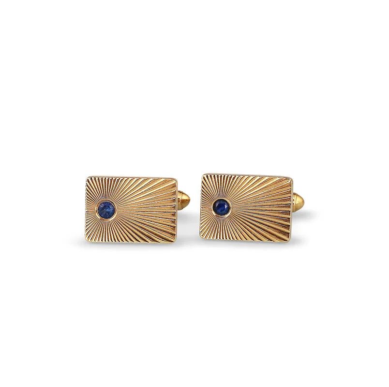 Vintage Tiffany & Co. 14k Yellow Gold & Sapphire Cufflinks 
