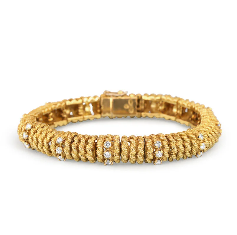 Vintage 18k Yellow Gold & Diamond Bracelet
