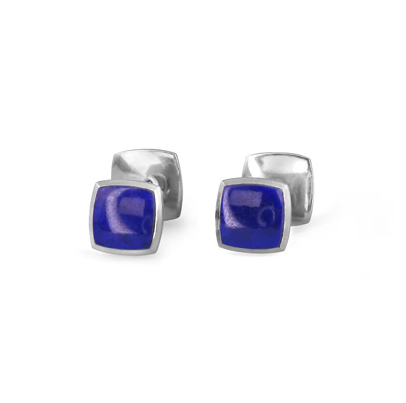 14k White Gold Lapis Linked Cufflinks