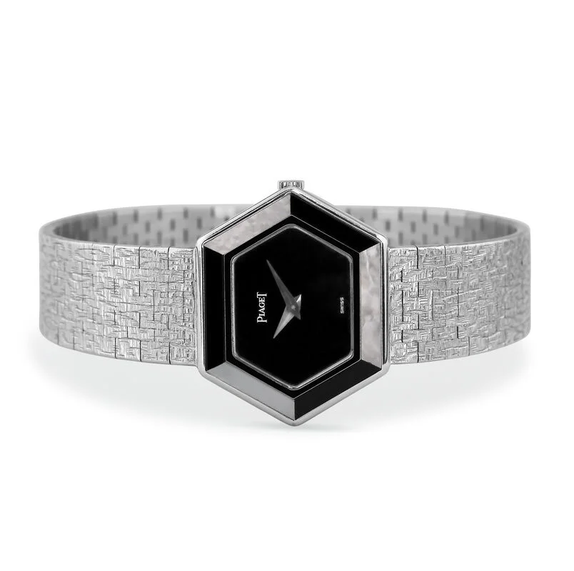 Piaget ladies 18k White Gold Black Face Onyx/Mother of Pearl