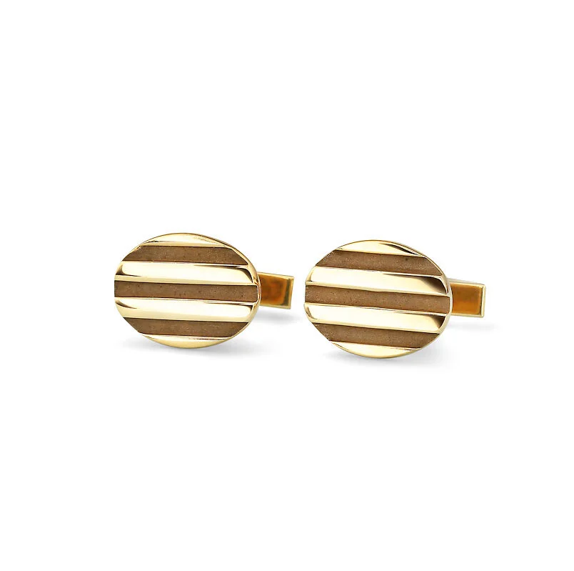 Tiffany & Co. 18k Gold Oval Stripe Cufflinks — Prince Estate Jewelry 