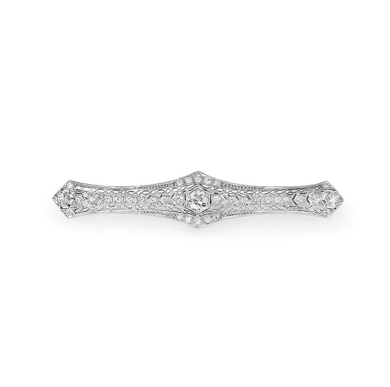 Antique Diamond & Platinum Filigree Brooch