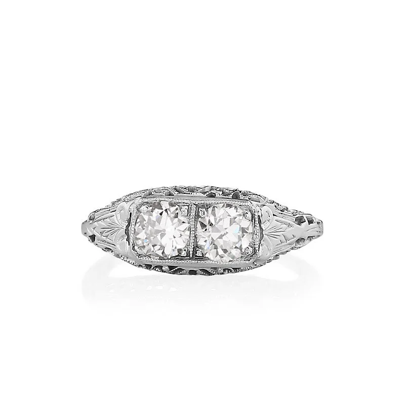 Antique Two Diamond Filigree Ring