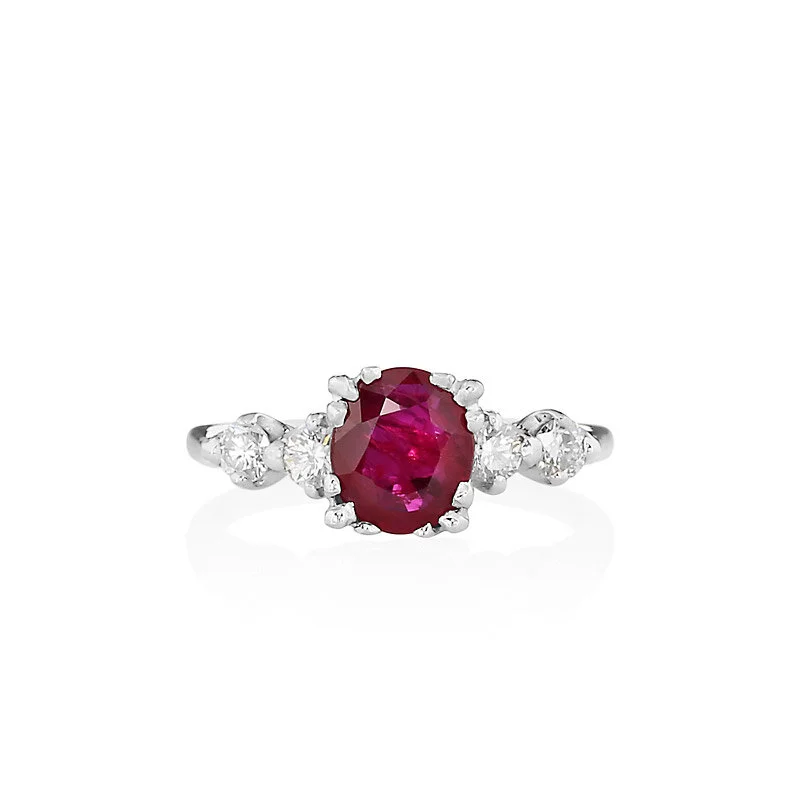 Vintage Ruby and Diamond Platinum Ring