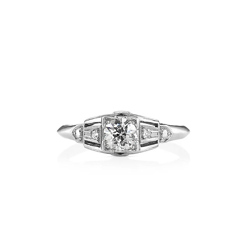 Antique Deco Platinum Diamond Engagement Ring
