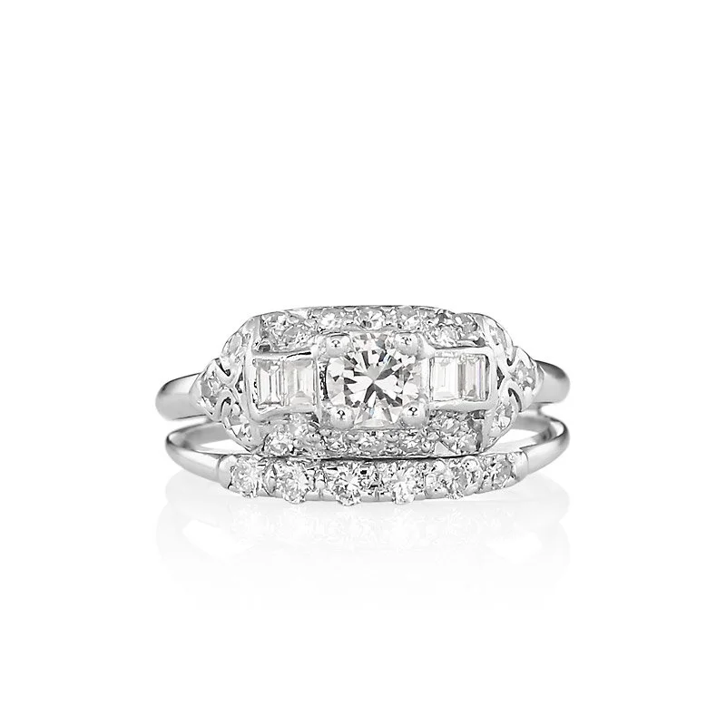 Granat Bros. Vintage Paladium Diamond Wedding Set