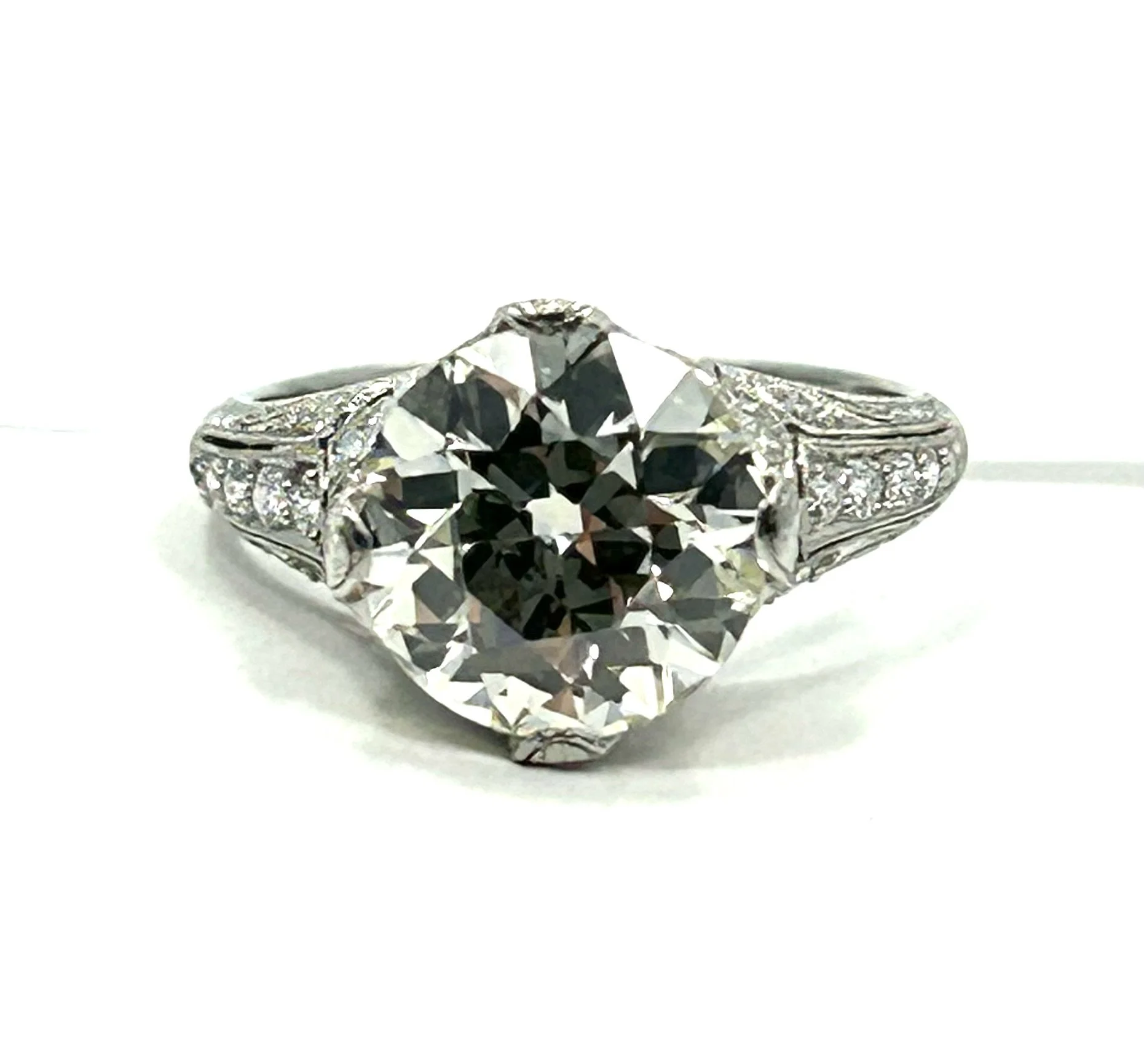 3.65ct. Deco Diamond Engagement Ring