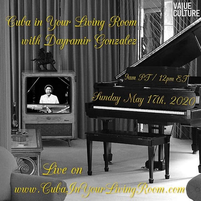 We are having a concert this Sunday live in your living room with our good friend and the ultra talented @dayramirgonzalezofficial It will be a taste of Cuba in your living room, fun and educational from the phenom. Presented by non profit @ivaluecul