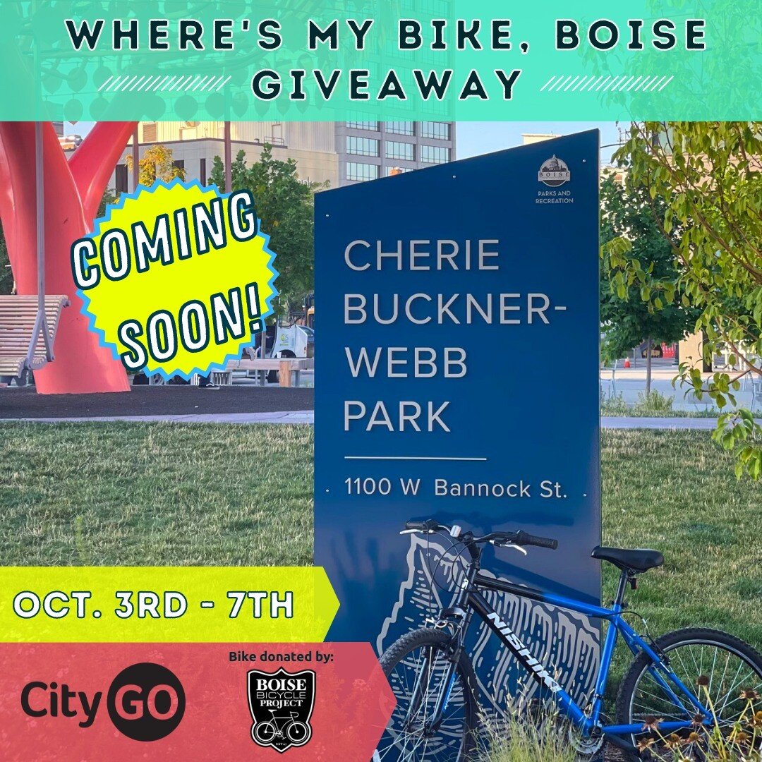 COMING SOON! 🚲

Our Where's My Bike Boise Giveaway is a couple weeks away!

Want this sweet ride donated by Boise Bicycle Project? All you have to follow the clues on our Instagram Stories (@CityGoBoise) each day from October 3rd to 7th to find the 