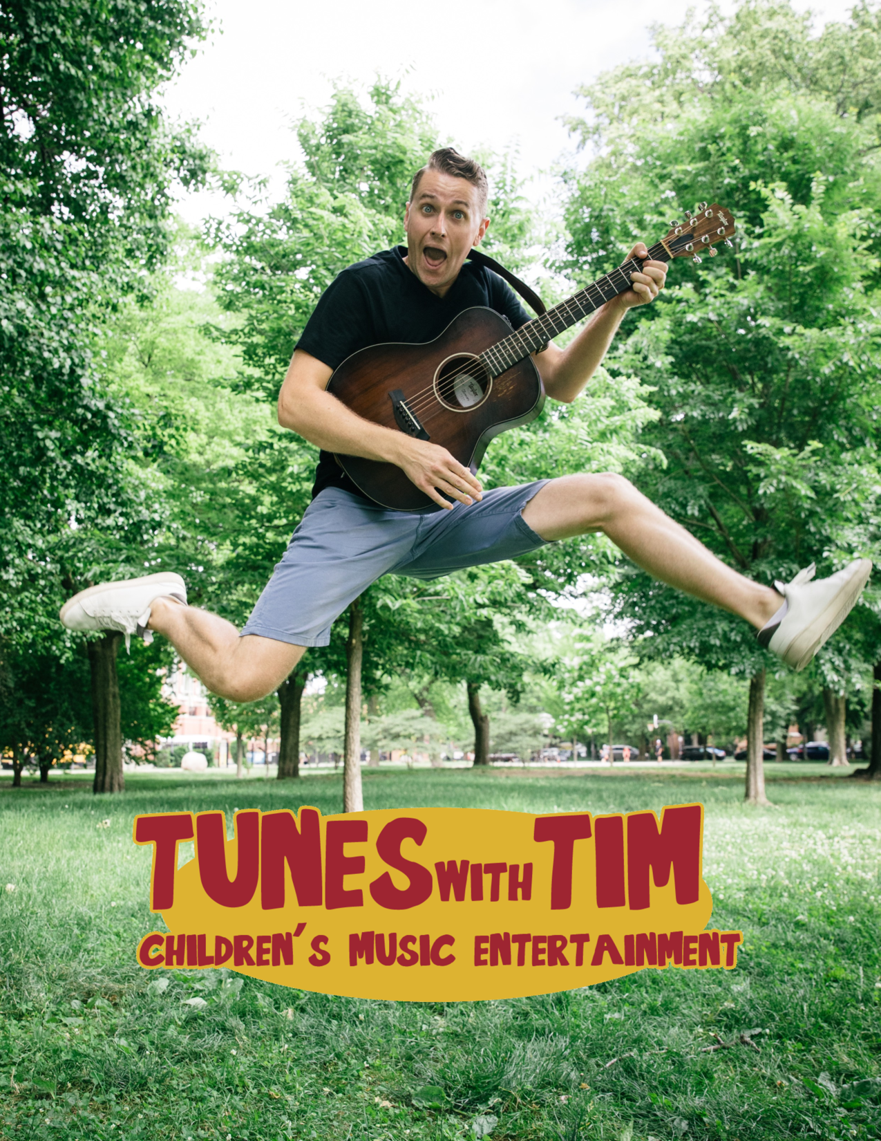 Photo of Tunes With Tim Leaping with Guitar