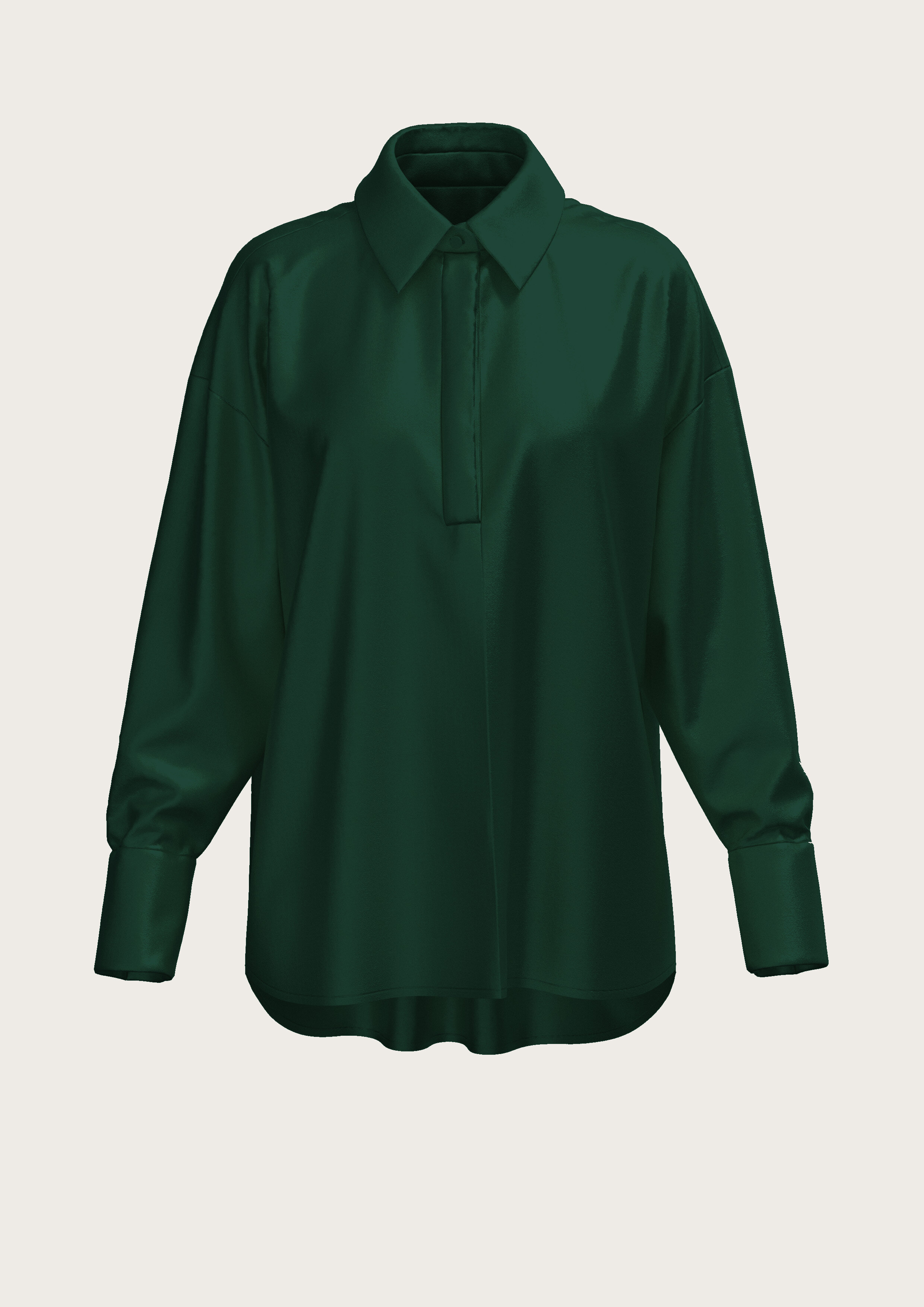 Silk Oversize Shirt Thea in Forest