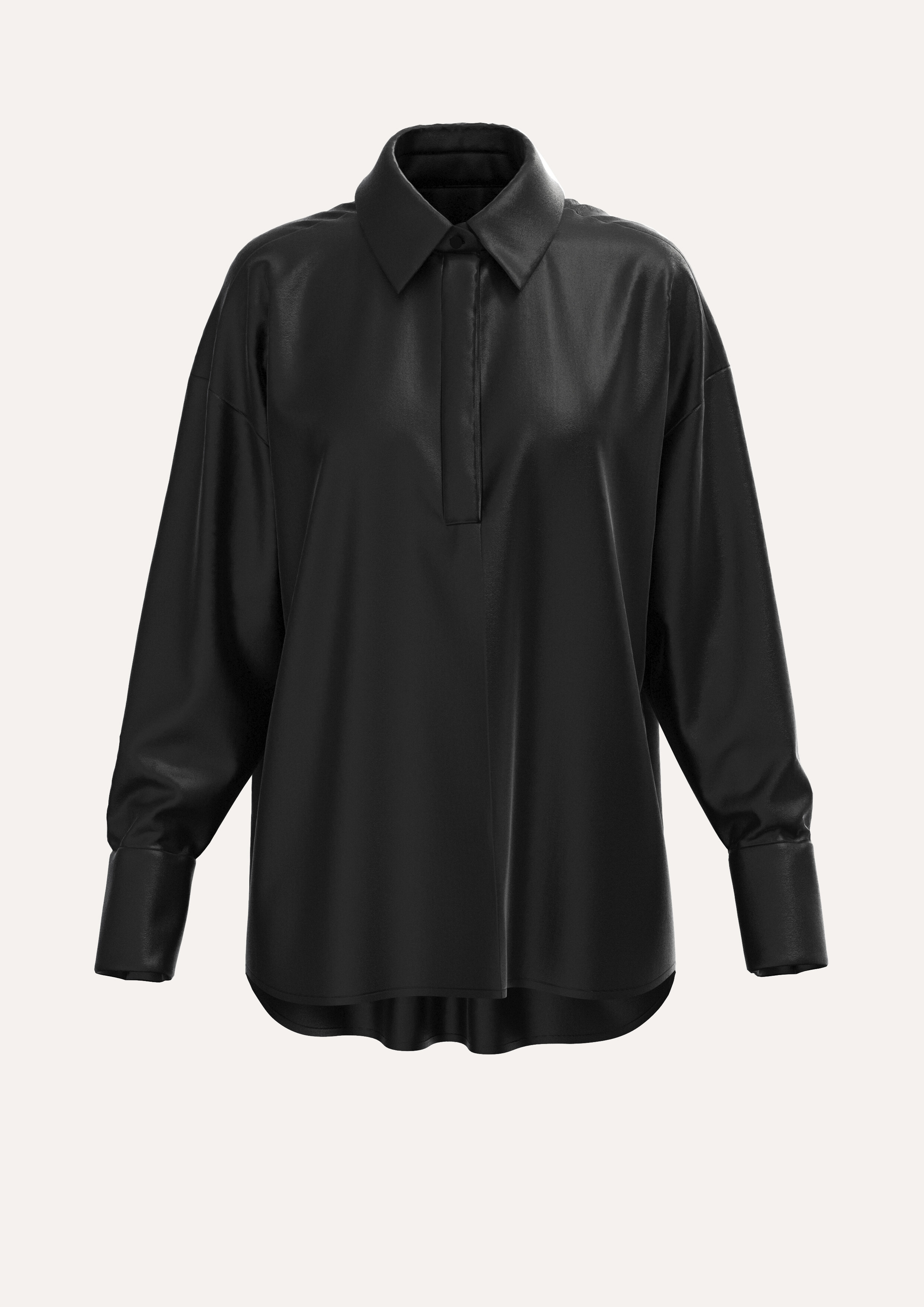 Silk Oversize Shirt in Black