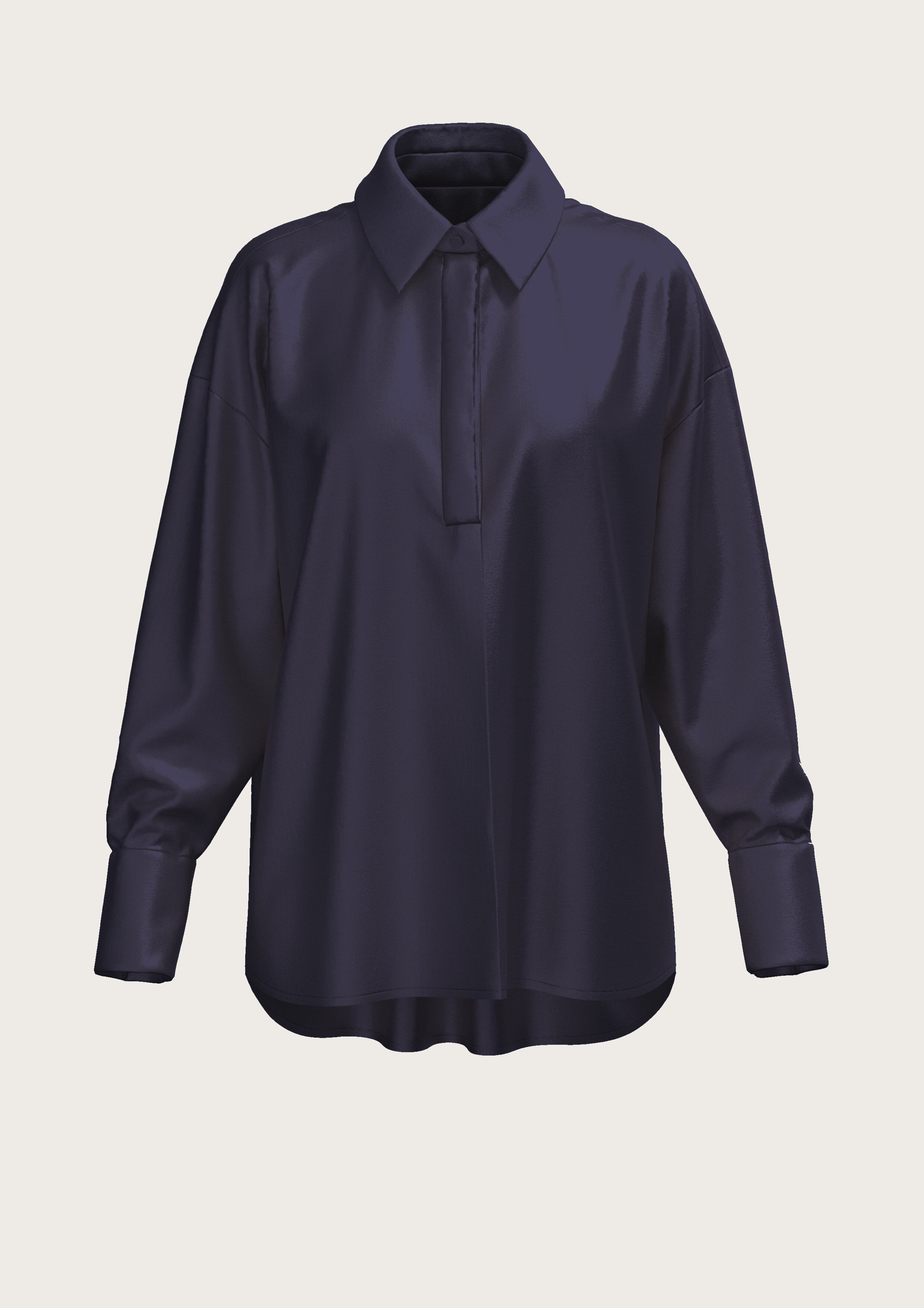 Silk Oversize Shirt in Midnight