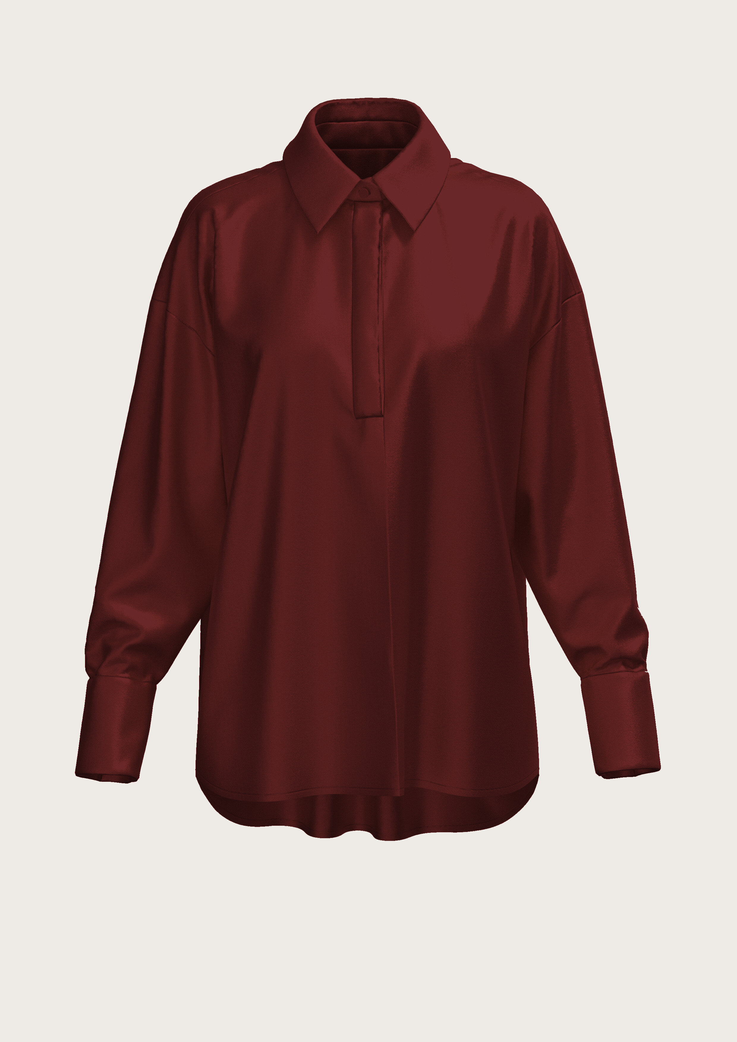 Silk Oversize Shirt in Bordeaux