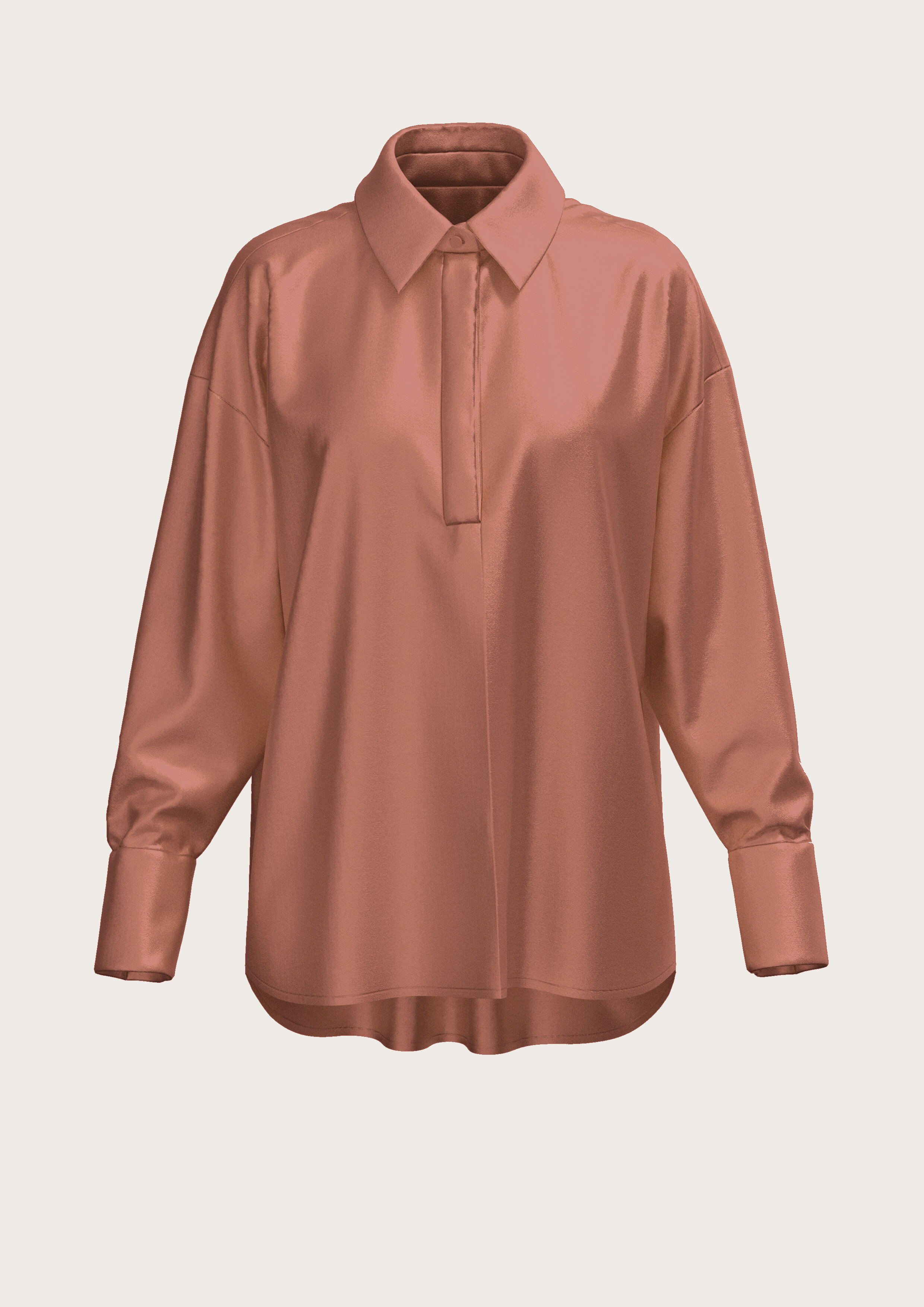 Silk Oversize Shirt in Rosewood