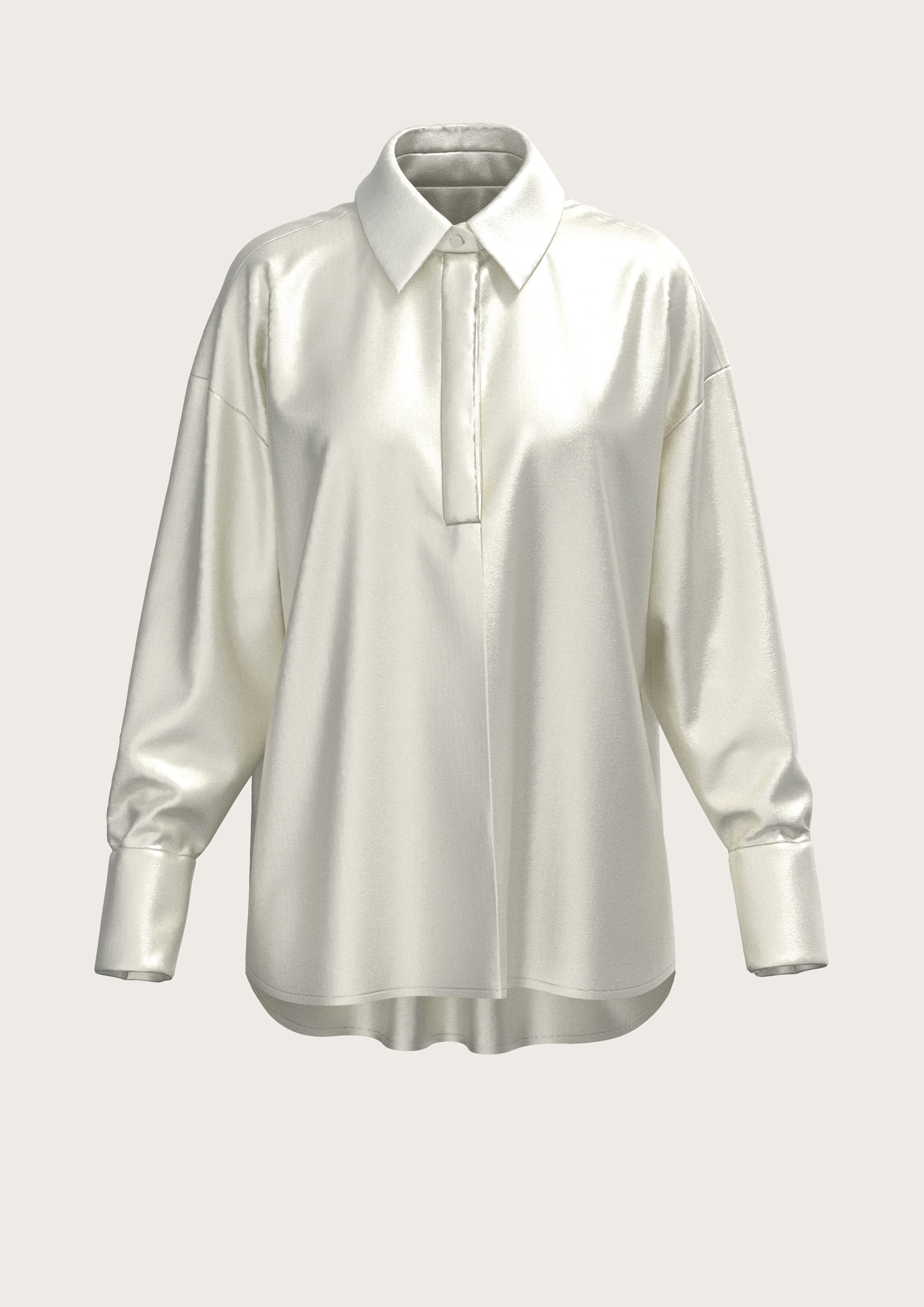 Silk Oversize Shirt in Natural White
