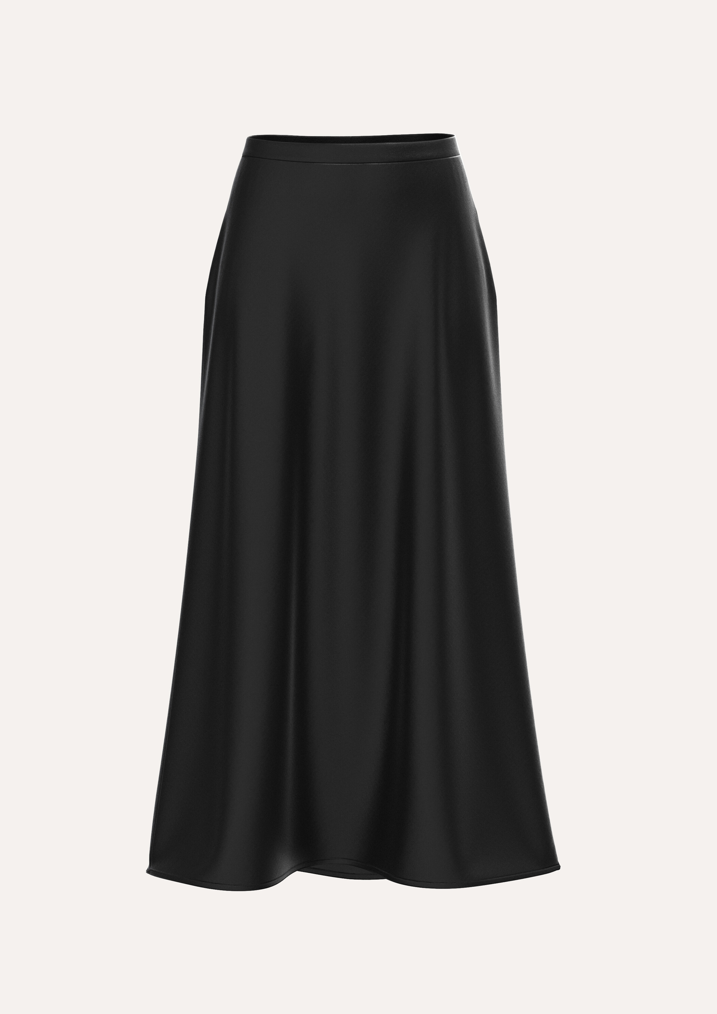 Silk Midi Skirt in Black