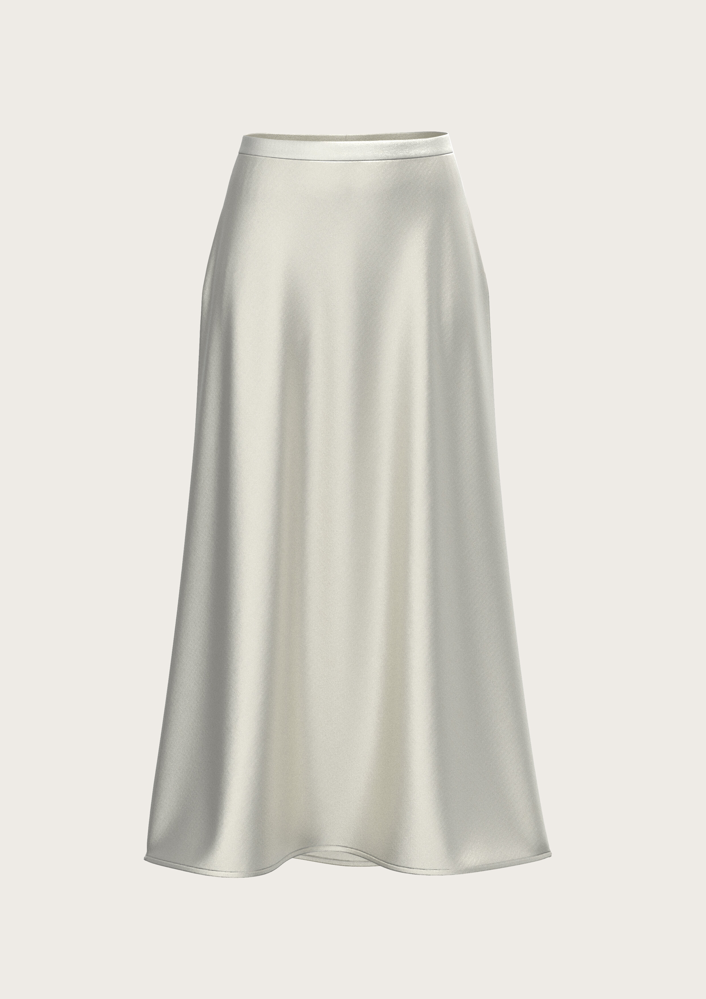 Silk Midi Skirt in Natural White
