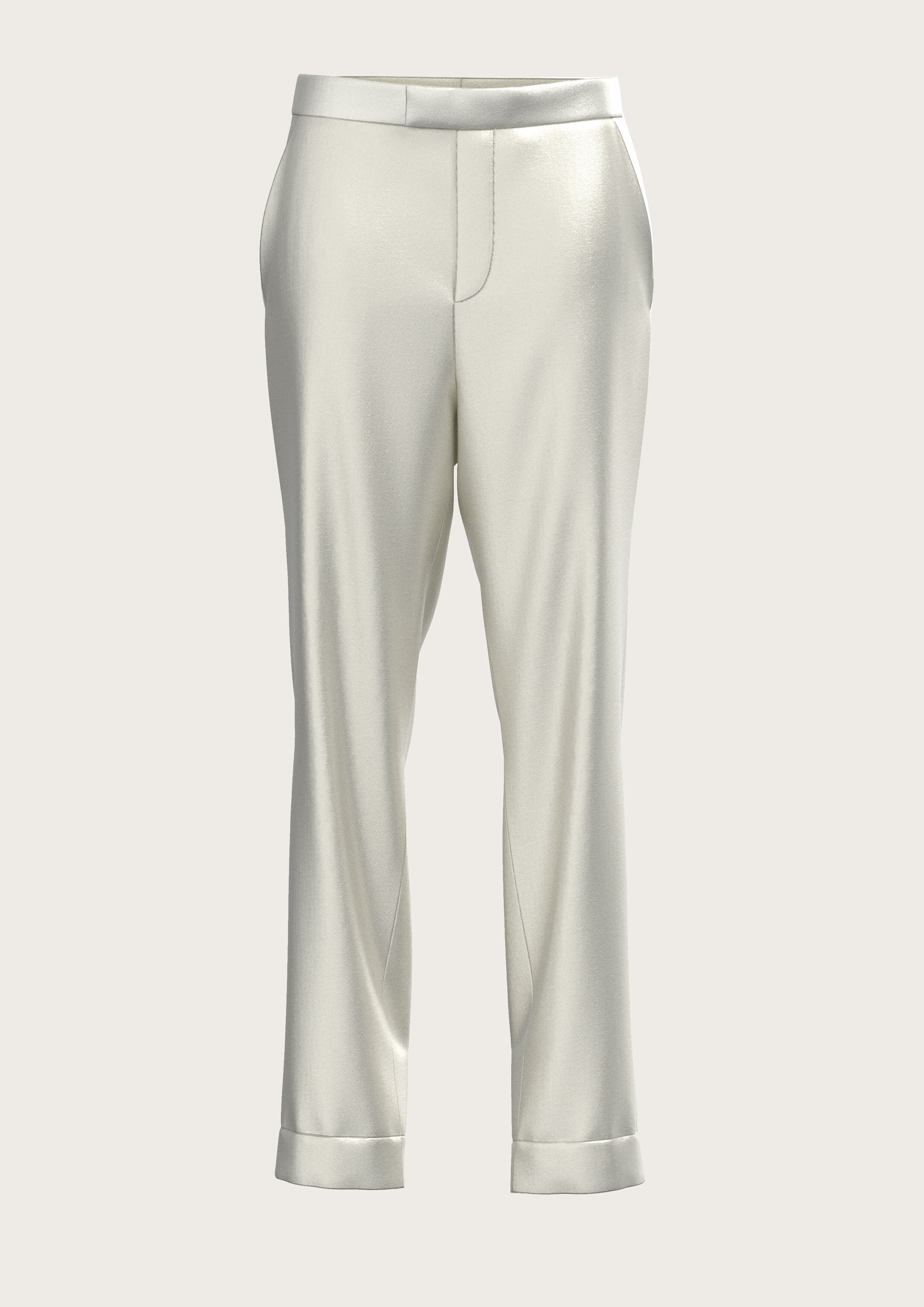 Silk Slim-Leg Pants in Natural White