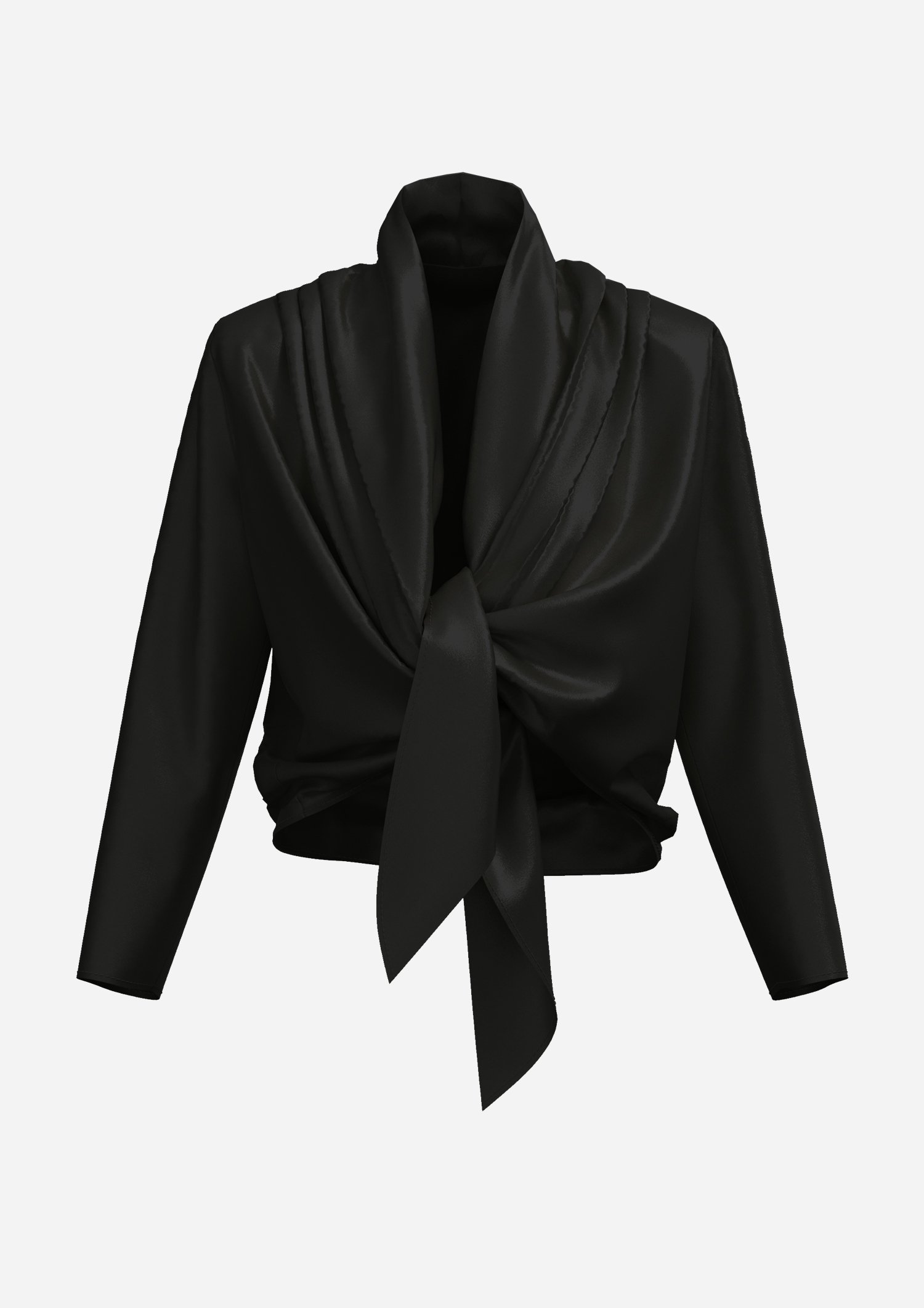 Silk Wrap Blouse in Black