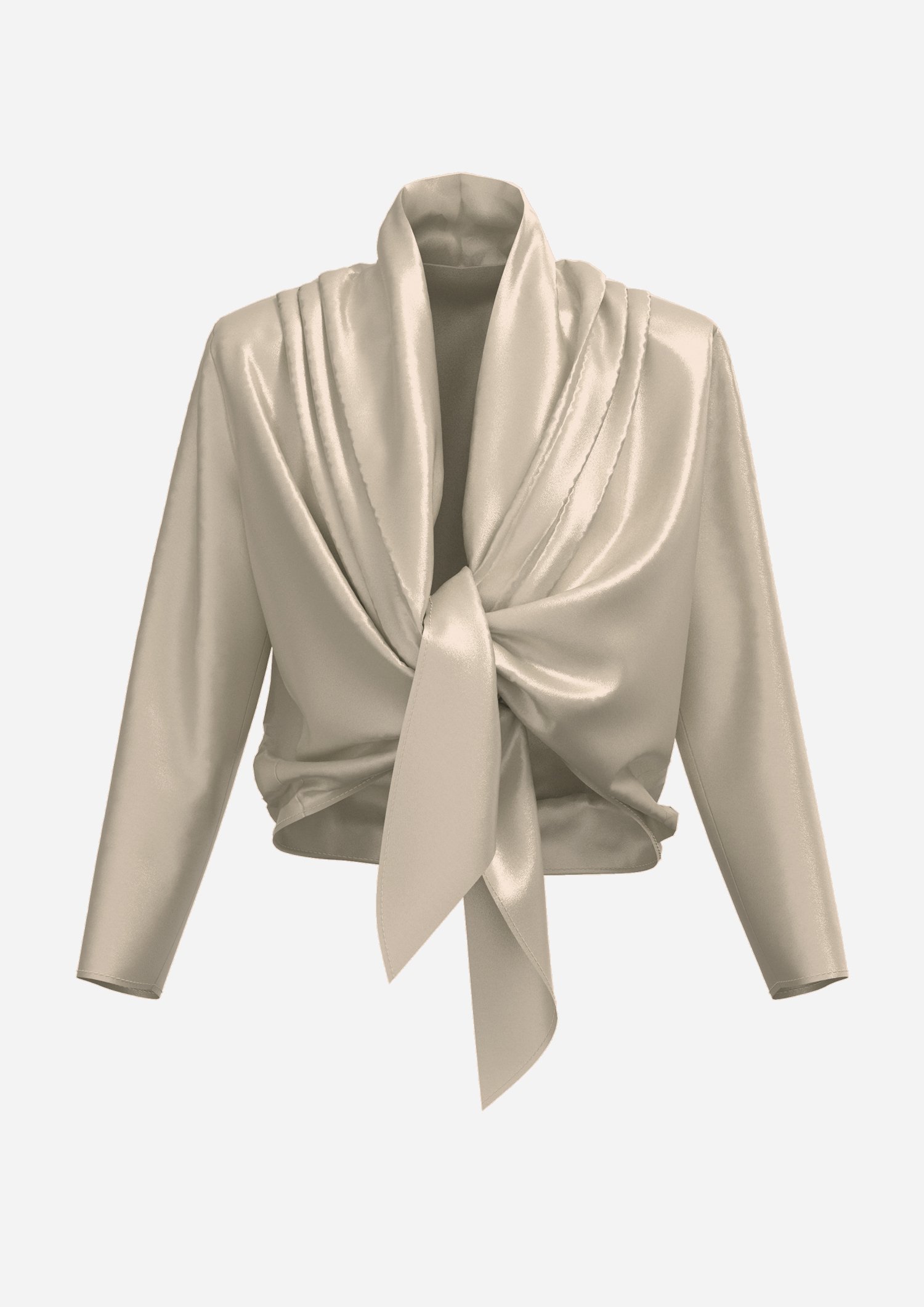 Silk Wrap Blouse in Champagne