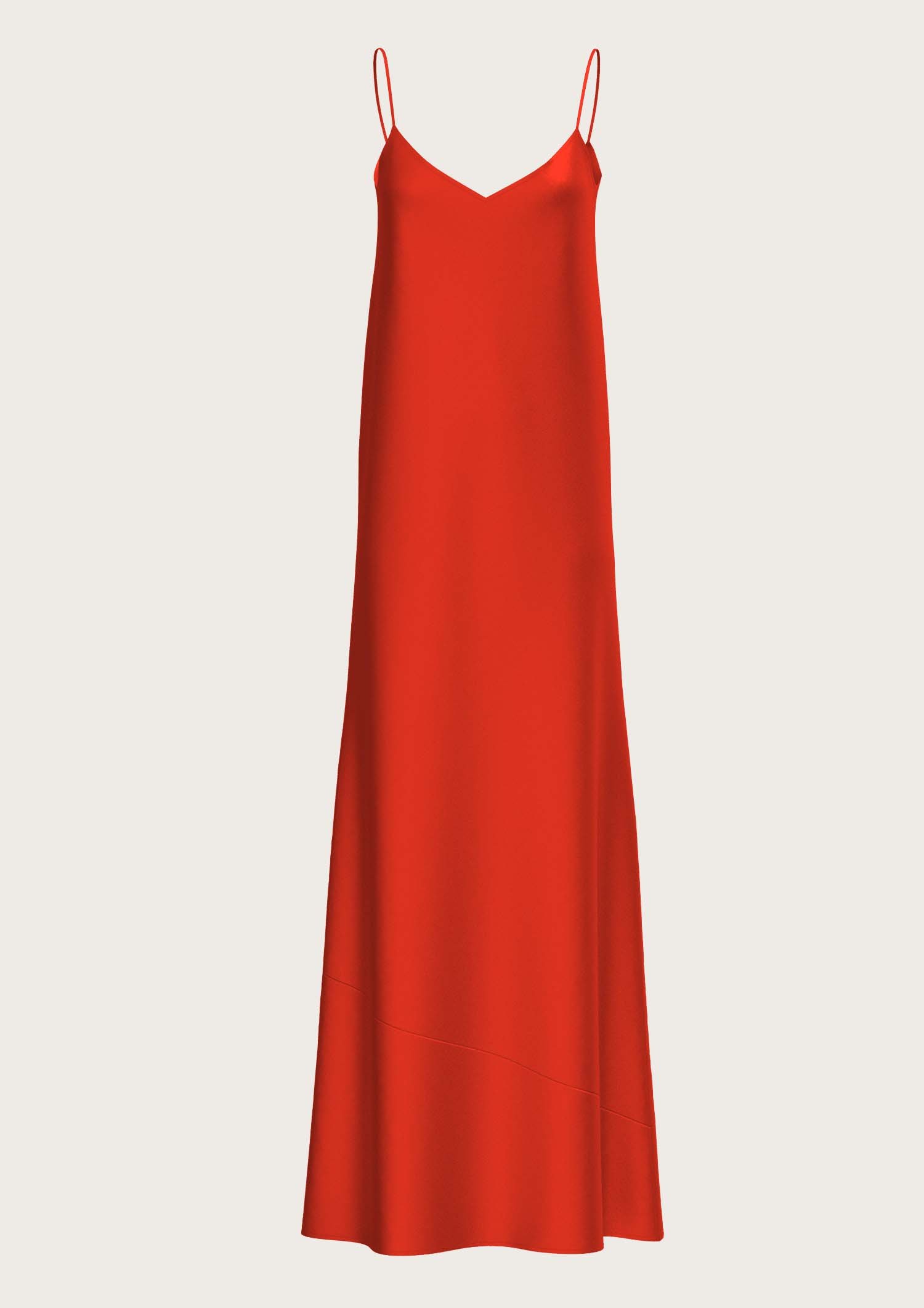 Silk Long Slip Dress Antoine in Red