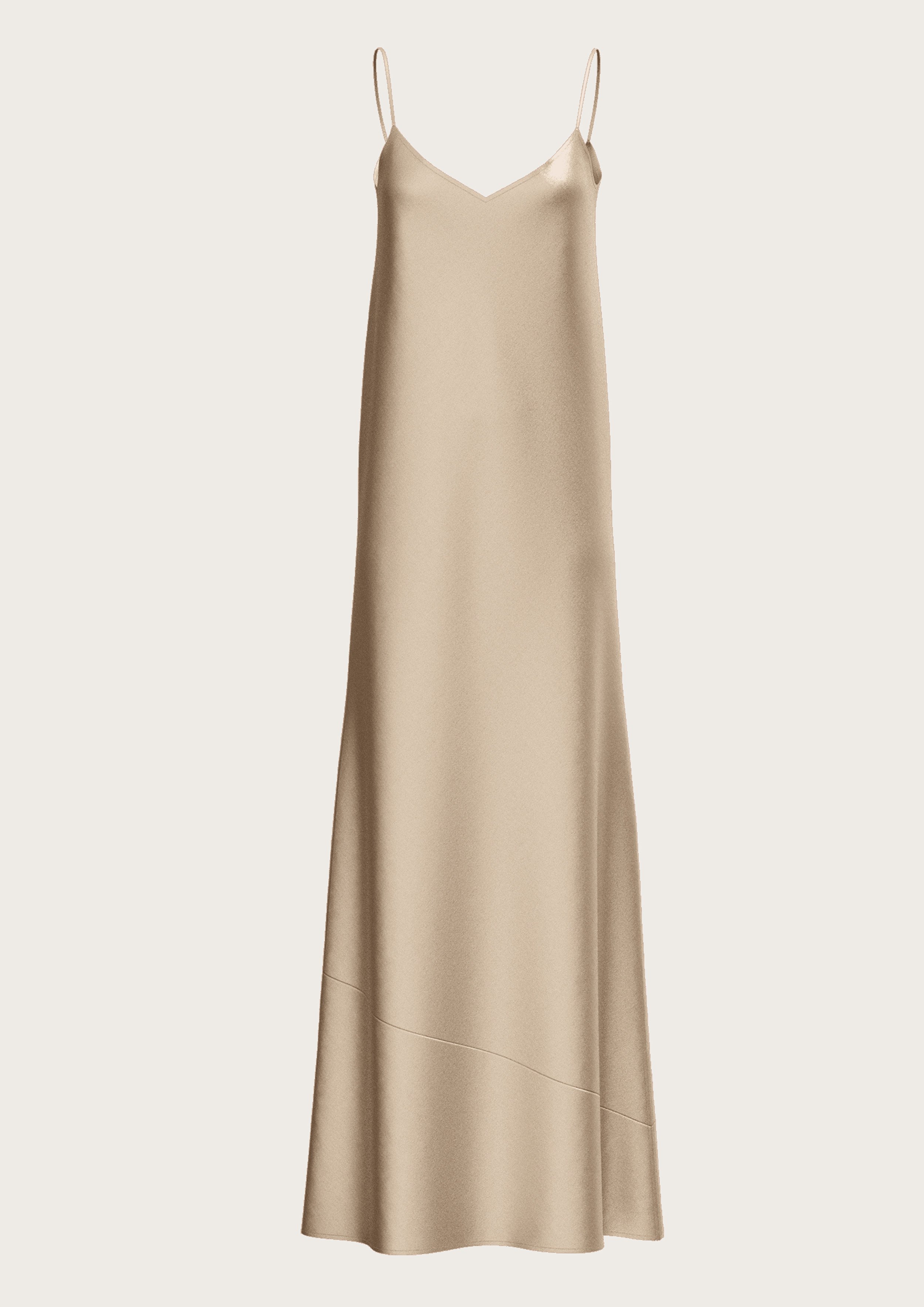 Silk Long Slip Dress Antoine in Champagner
