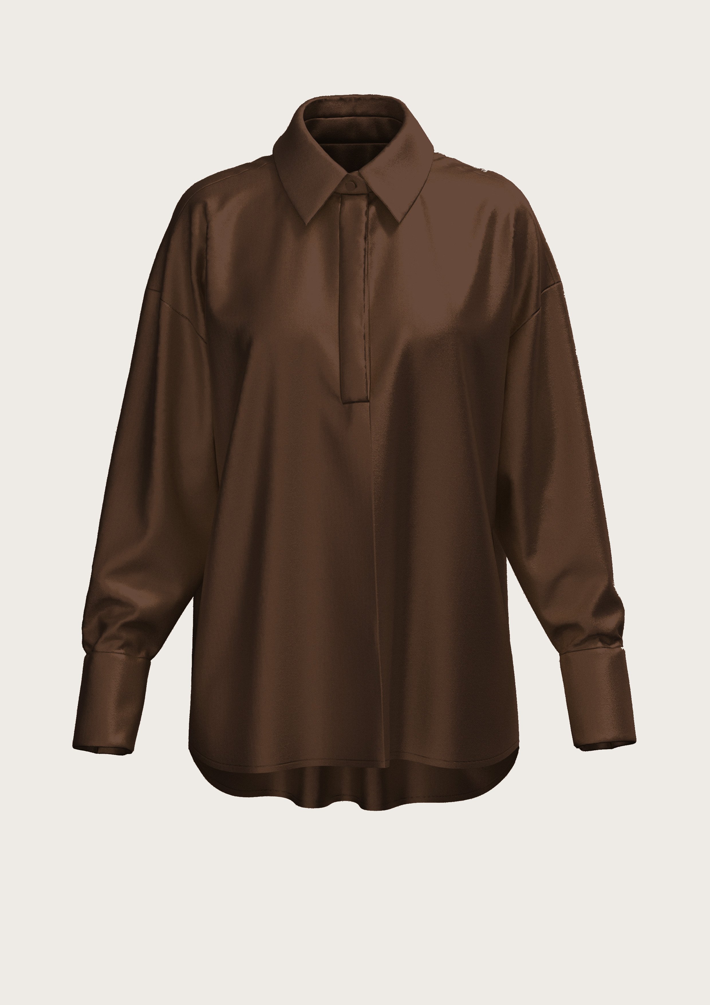 Silk Oversize Shirt Thea in Chocolat