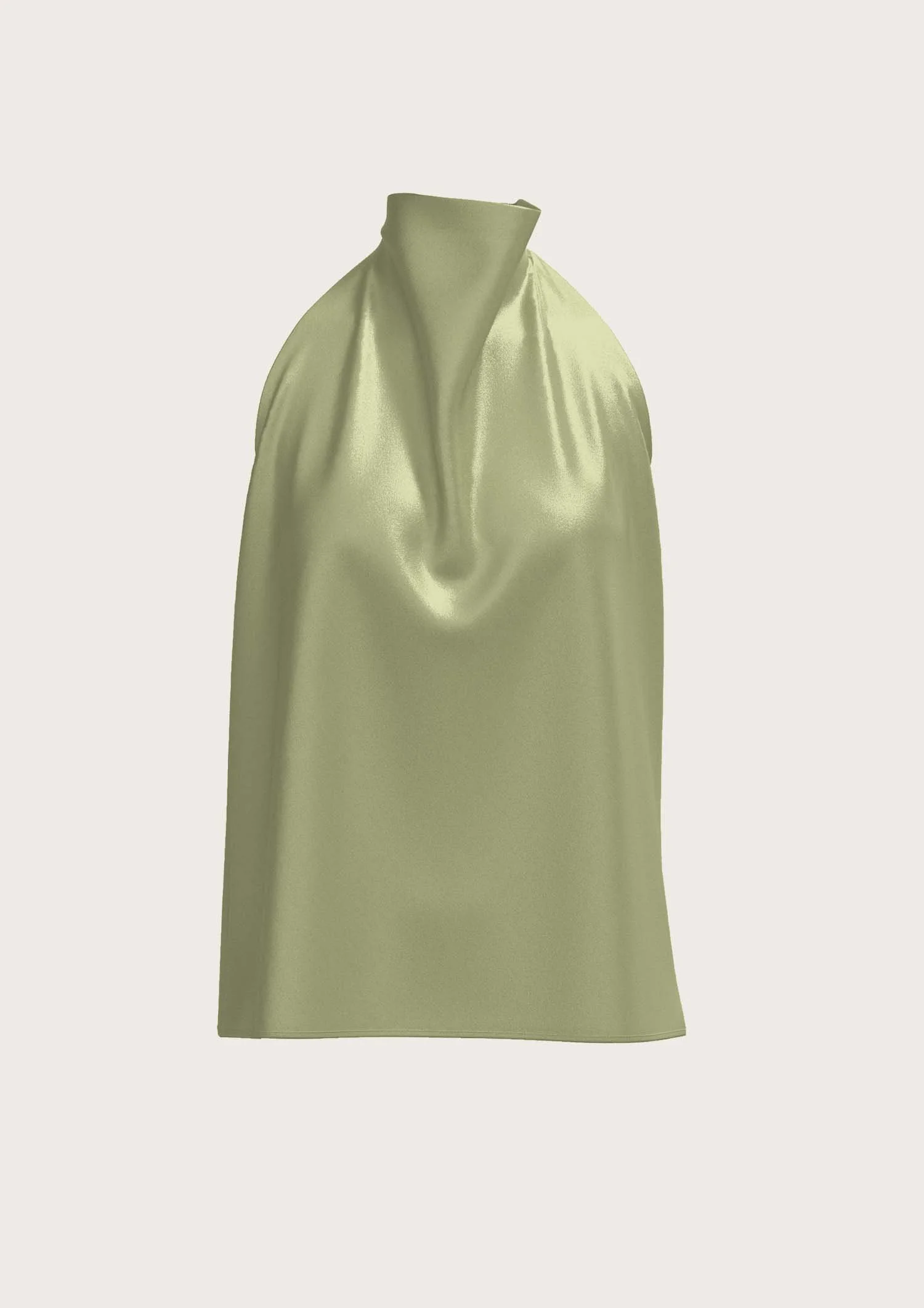 Silk Neckholder Top SASKIA in Pistacchio
