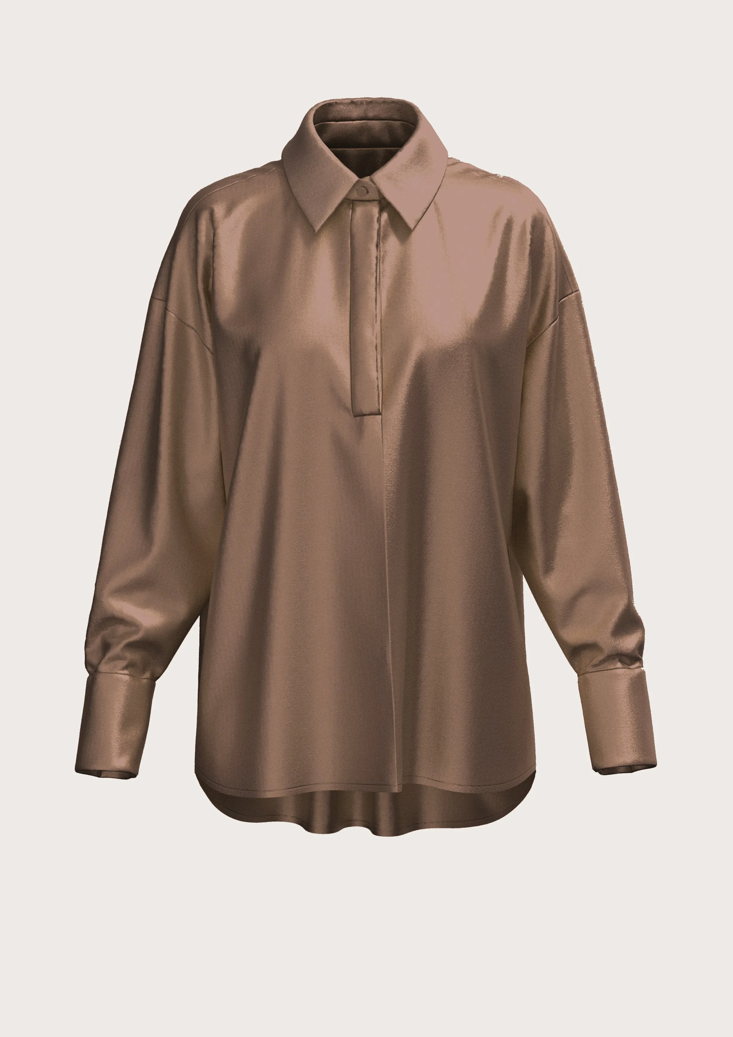 Silk Oversized Shirt THEA in Mocca