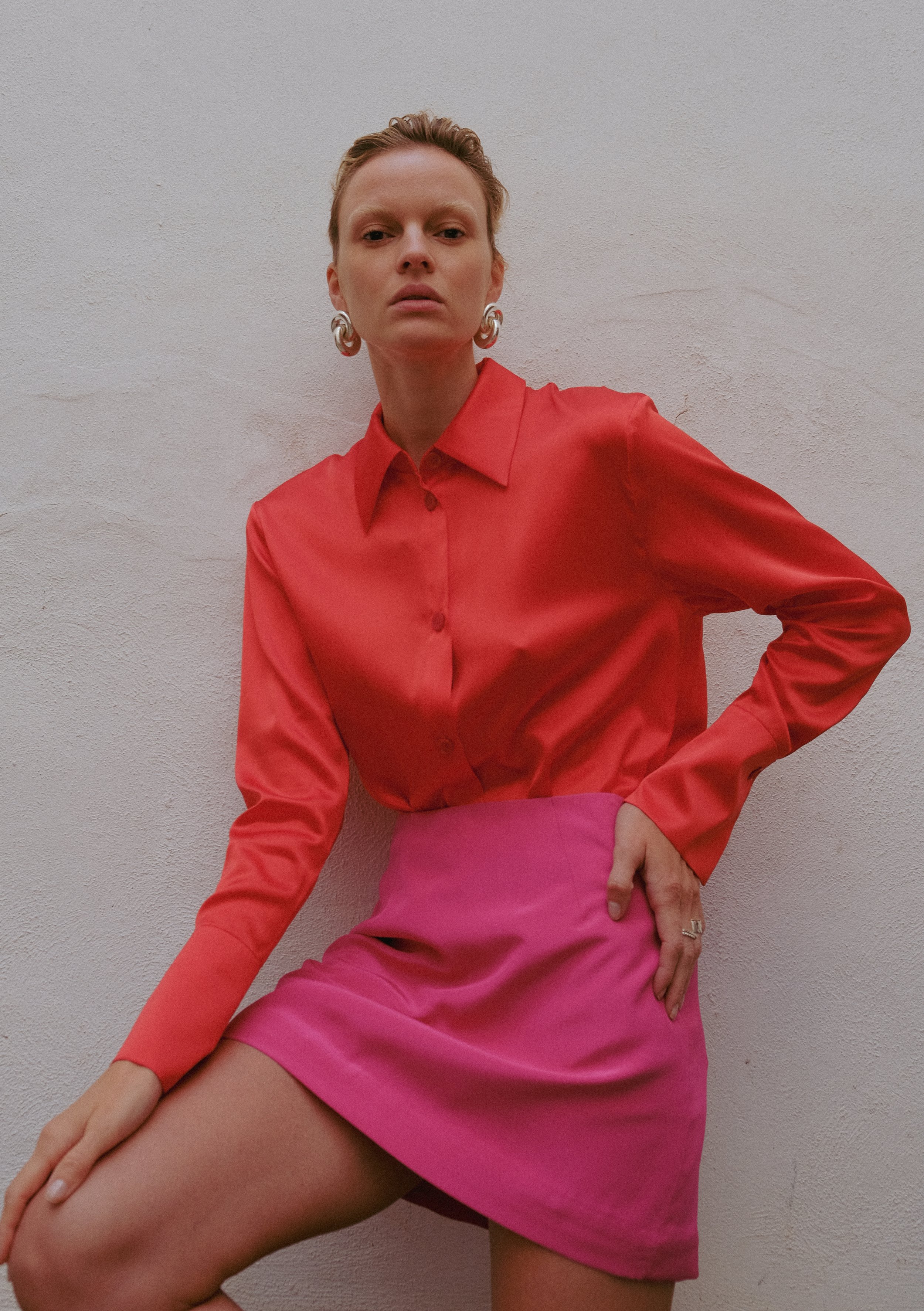 SILK DAY & NIGHT SHIRT HAILEY IN RED