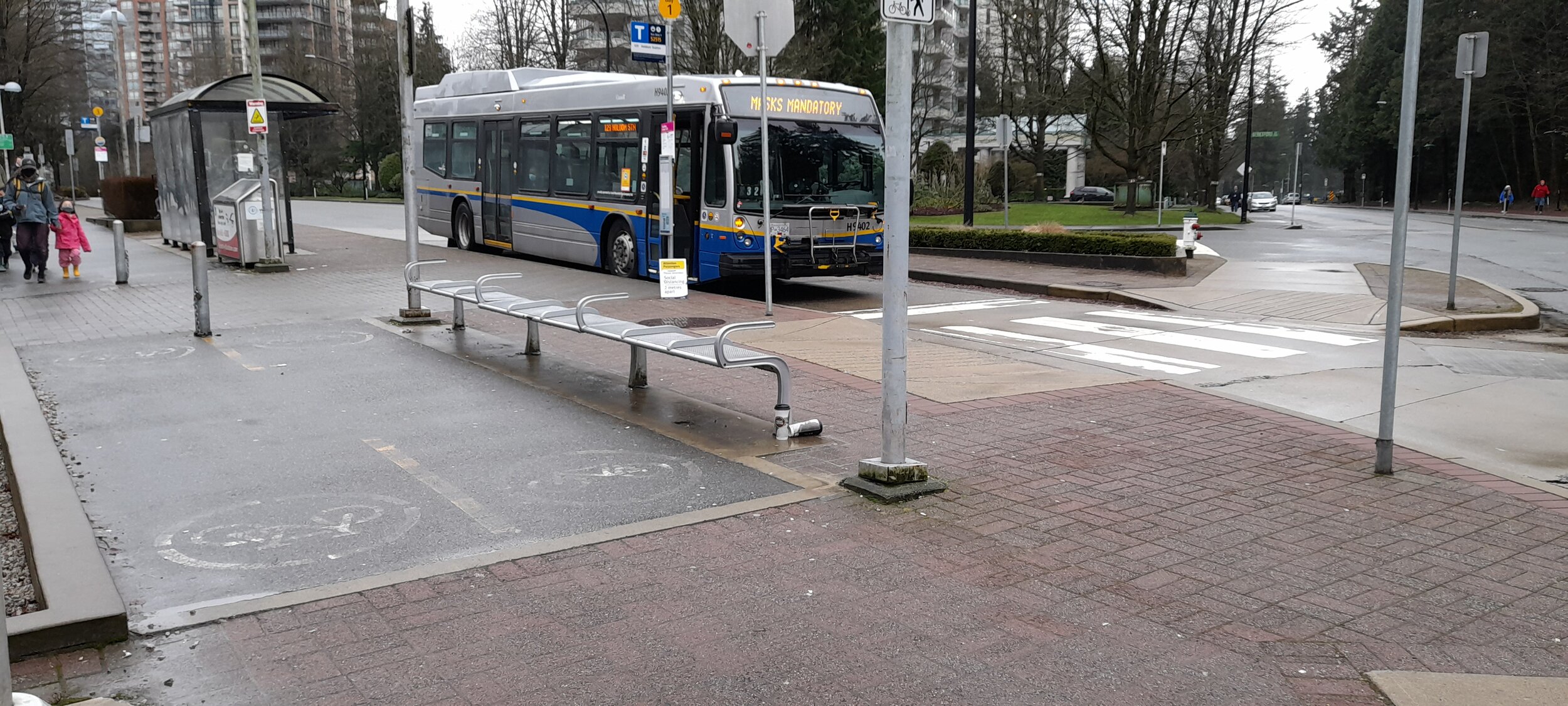 Bike patch and bus stop