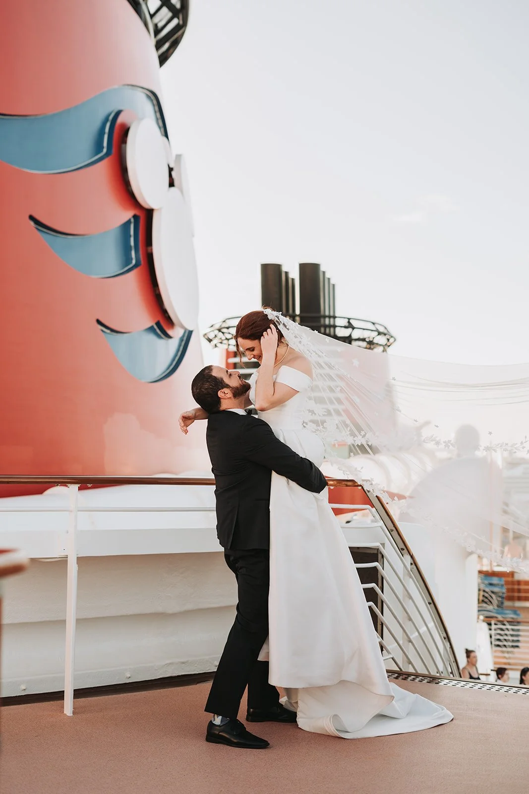 Disney cruise wedding mickey funnel couple portrait.