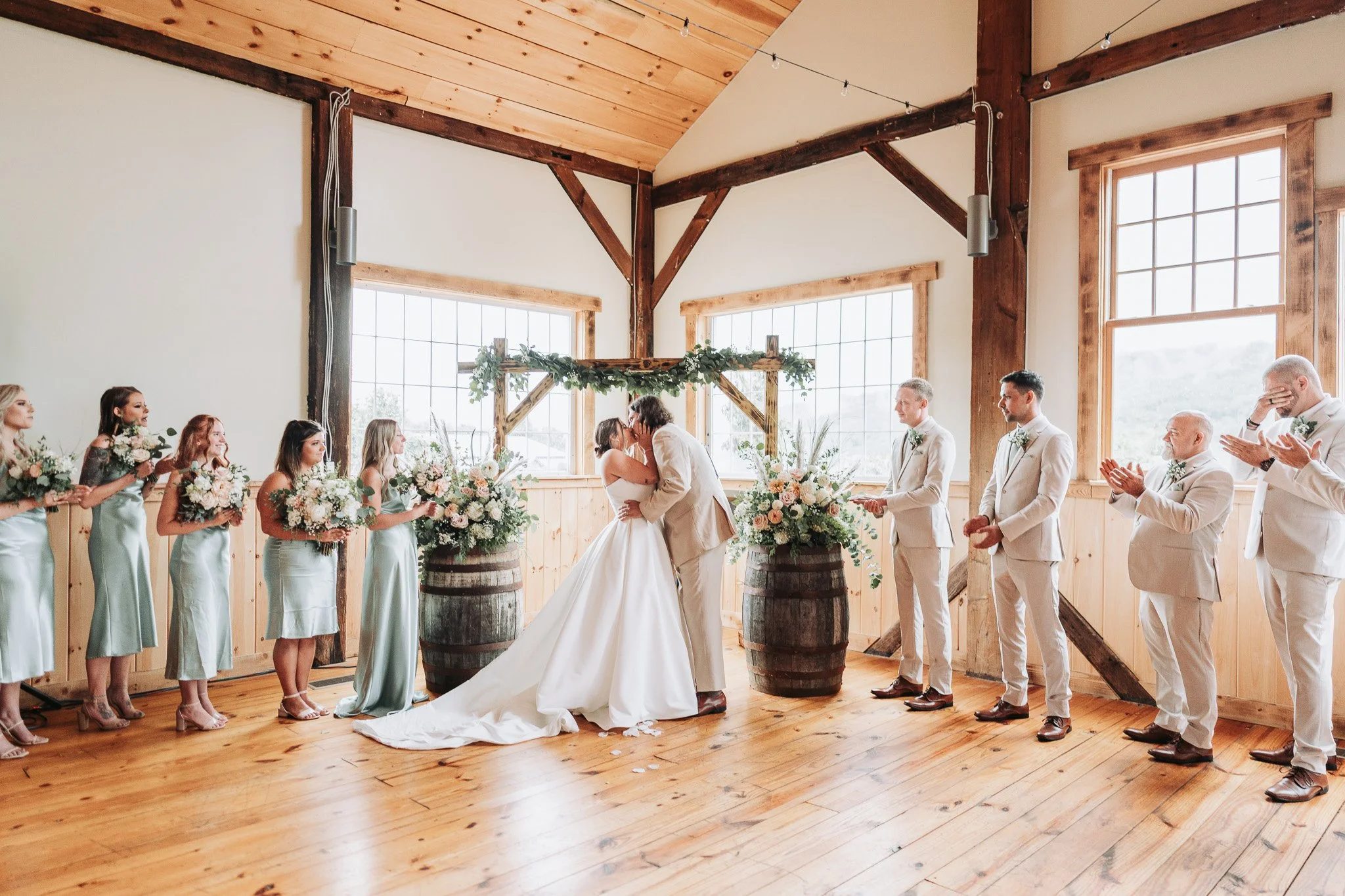 Hollidaysburg Pennsylvania wedding bride and groom first kiss.