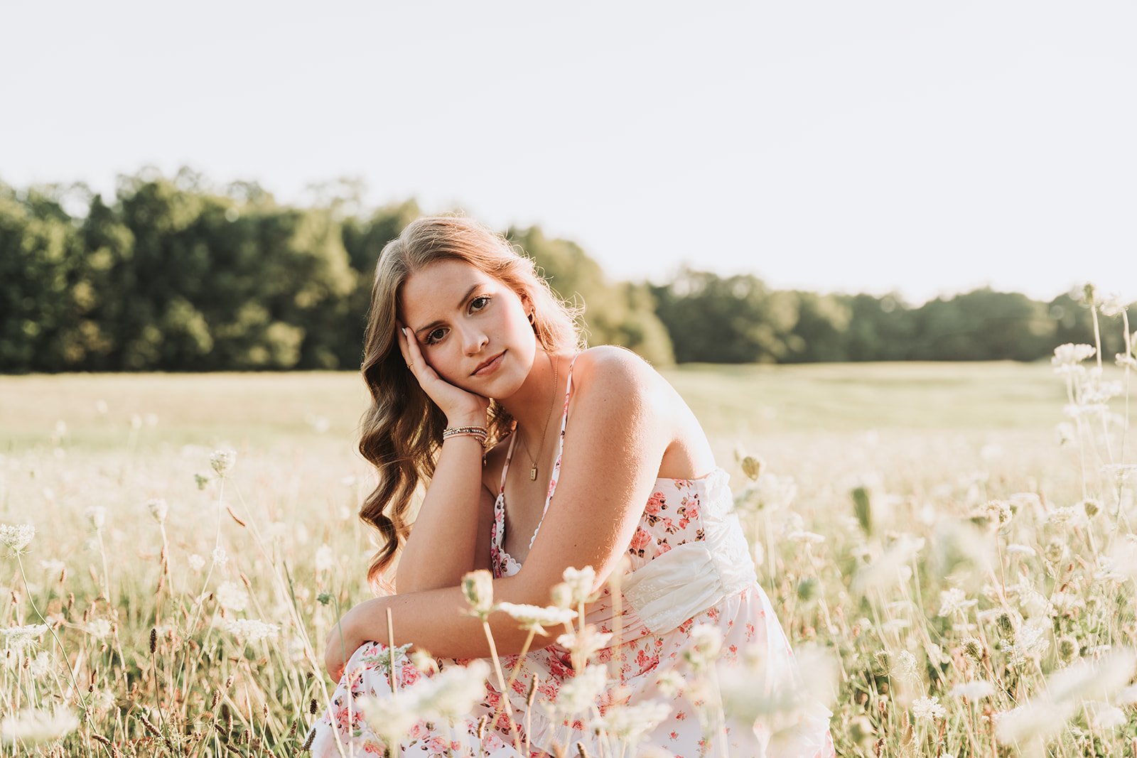 Curwensville HS senior girl flower field photos.