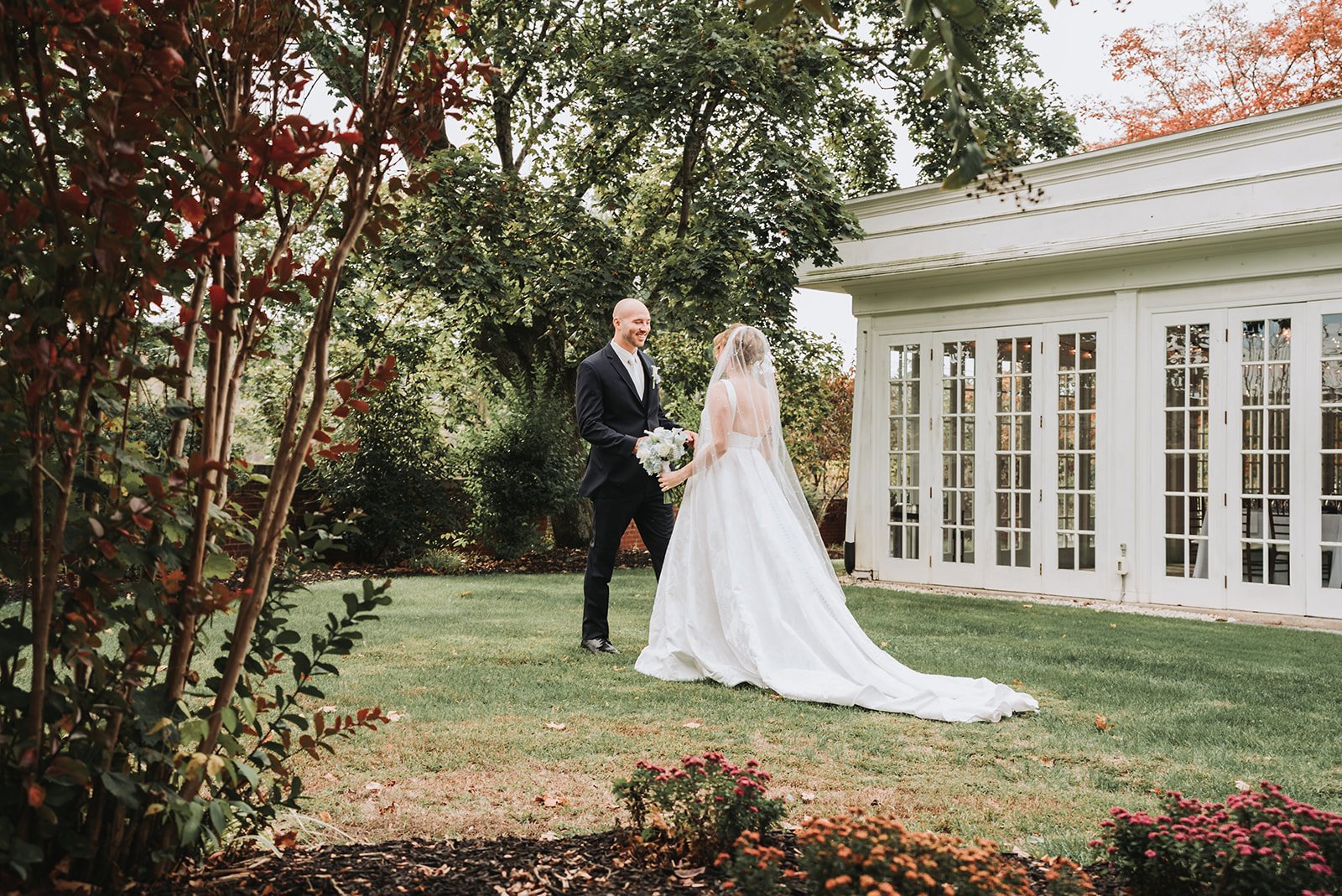 First look during Juniata Valley Winery wedding.