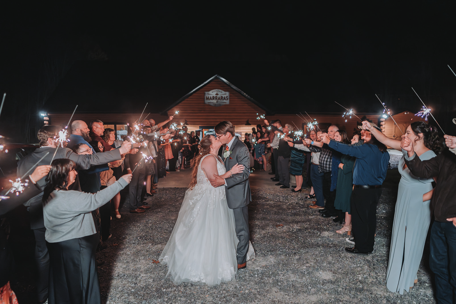 Sparkler send off at Marraras mountain lodge.