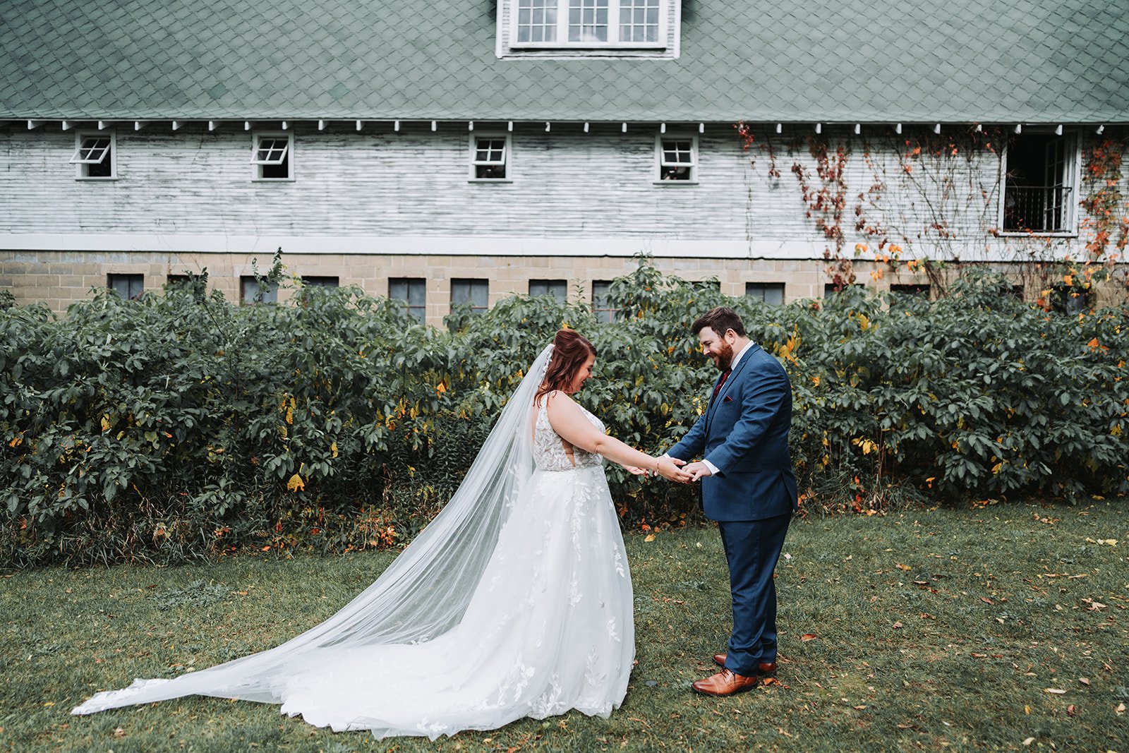 Emotional reactions captured in wedding first look.
