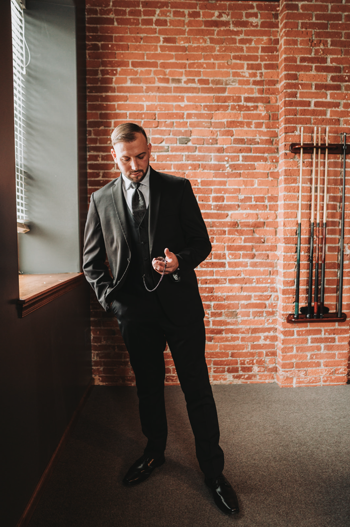 Groom portrait at a Lancaster wedding venue.
