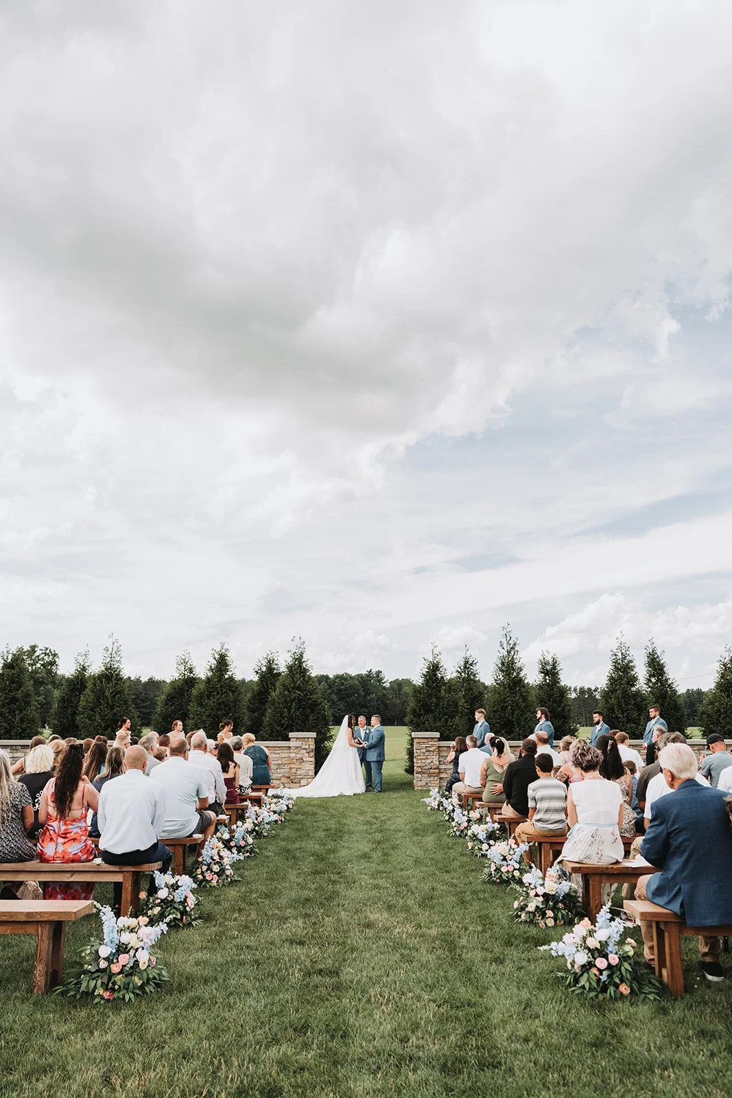 Outdoor ceremony at Tuck'd Inn Farm Cooksburg PA.
